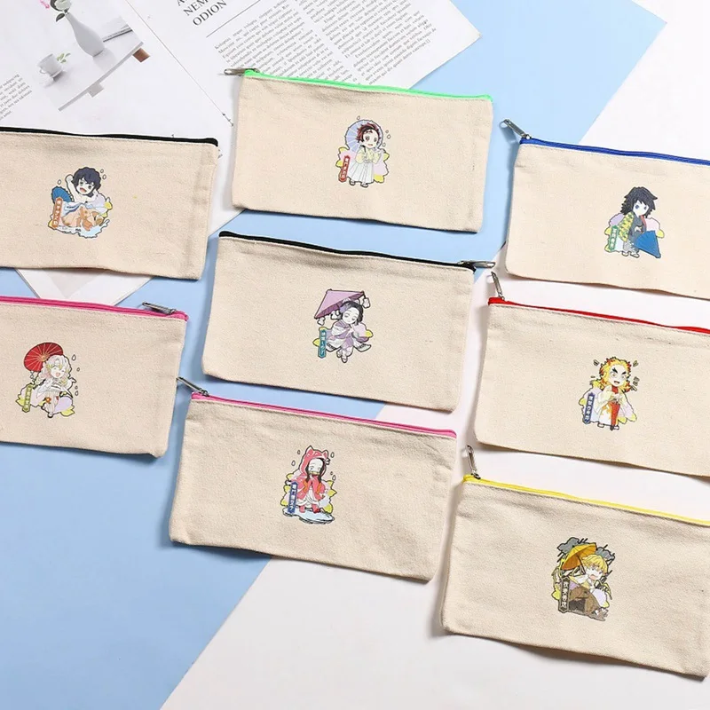 

Cartoon Anime Pencil Case Stationery Bag Demon Slayer Cosplay Kimetsu no Yaiba Canvas Stationery Bag Pen Pencil Case Makeup Bag