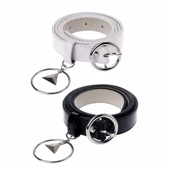 

Women Round Buckle Belts Leisure Jeans Belt Buckle Pin Strap Belt Triangle Rings