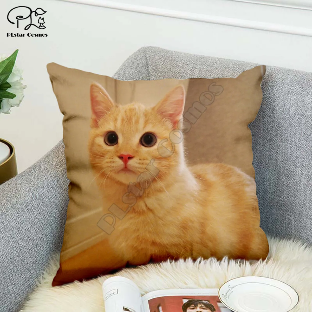 

Cute cat pattern Throw 3D printed Polyester Decorative Pillowcases Throw Pillow Cover Square Zipper Pillow cases style-2