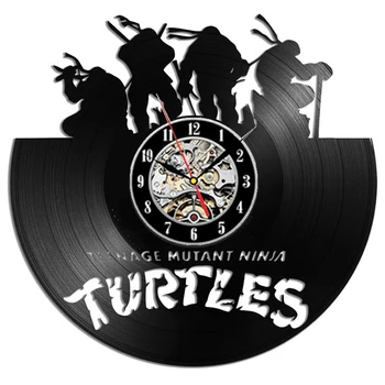 

Ninja Turtles Vinyl Record Wall Clock Modern Design Anime 3D Stickers Decorative Kids Room Vinyl Clock Wall Watch Home Decor