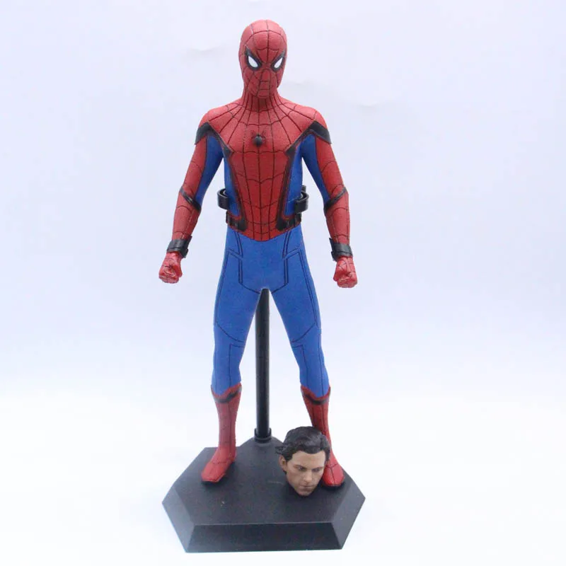 2 знака Сумасшедшие игрушки Marvel Мстители Человек-паук домашнее поступление с костюмом ПВХ Статуя Фигурка модель игрушки 2 головы 25 см - Цвет: no suit no box