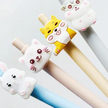 

1PC Cute Cat Rabbit Hamster Corgi Gel Pen Rollerball Pen School Office Supply Student Stationery 0.5mm Black Ink