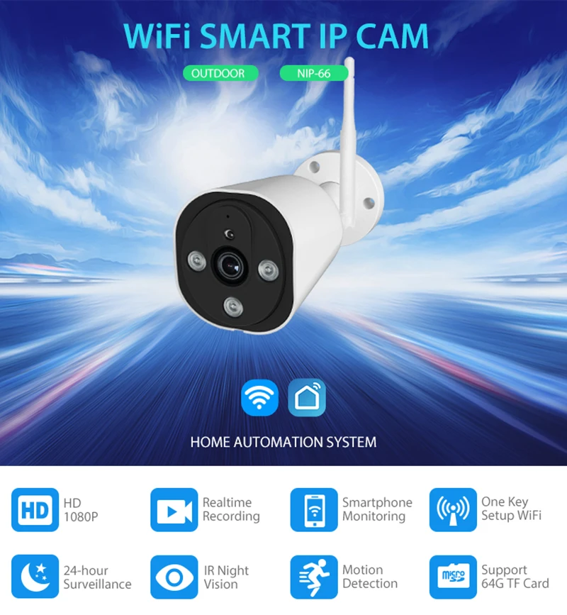 Tuya Wifi Smart Camera Security Outdoor IP65 Wireless Work Amazon Alexa Echo Google Home 1080P IP HD 2MP Surveillance Cameras