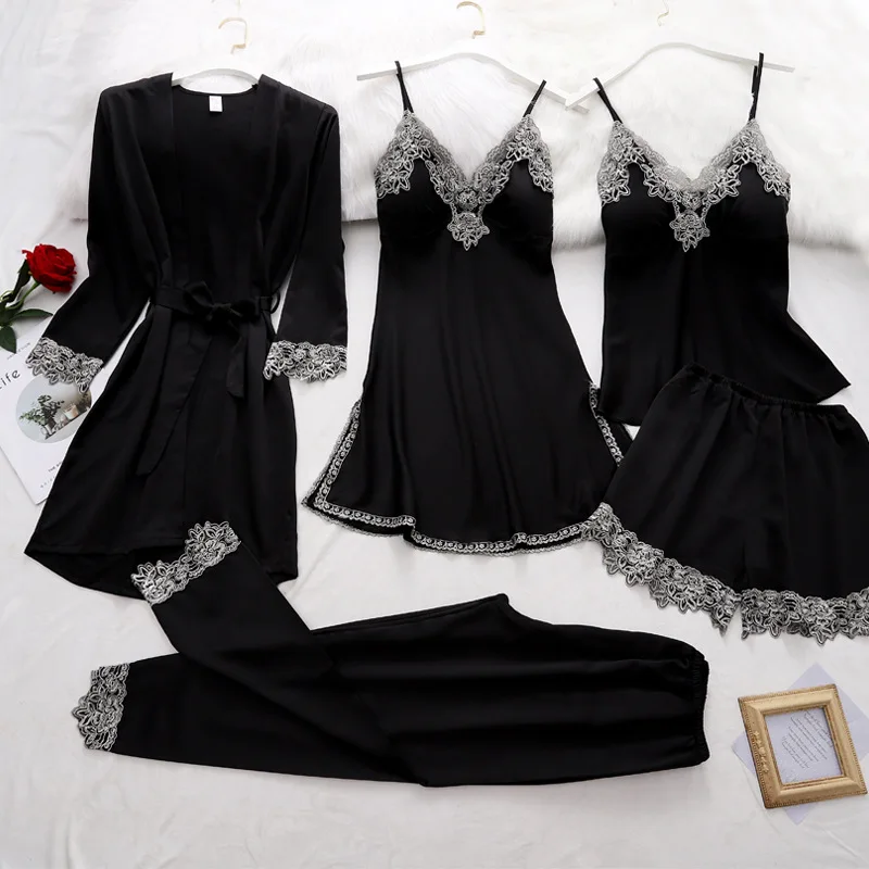 Women sleepwear sleepwear pajamas women robe suit pajamas nighty&satin kimono bathrobe gown nightdress