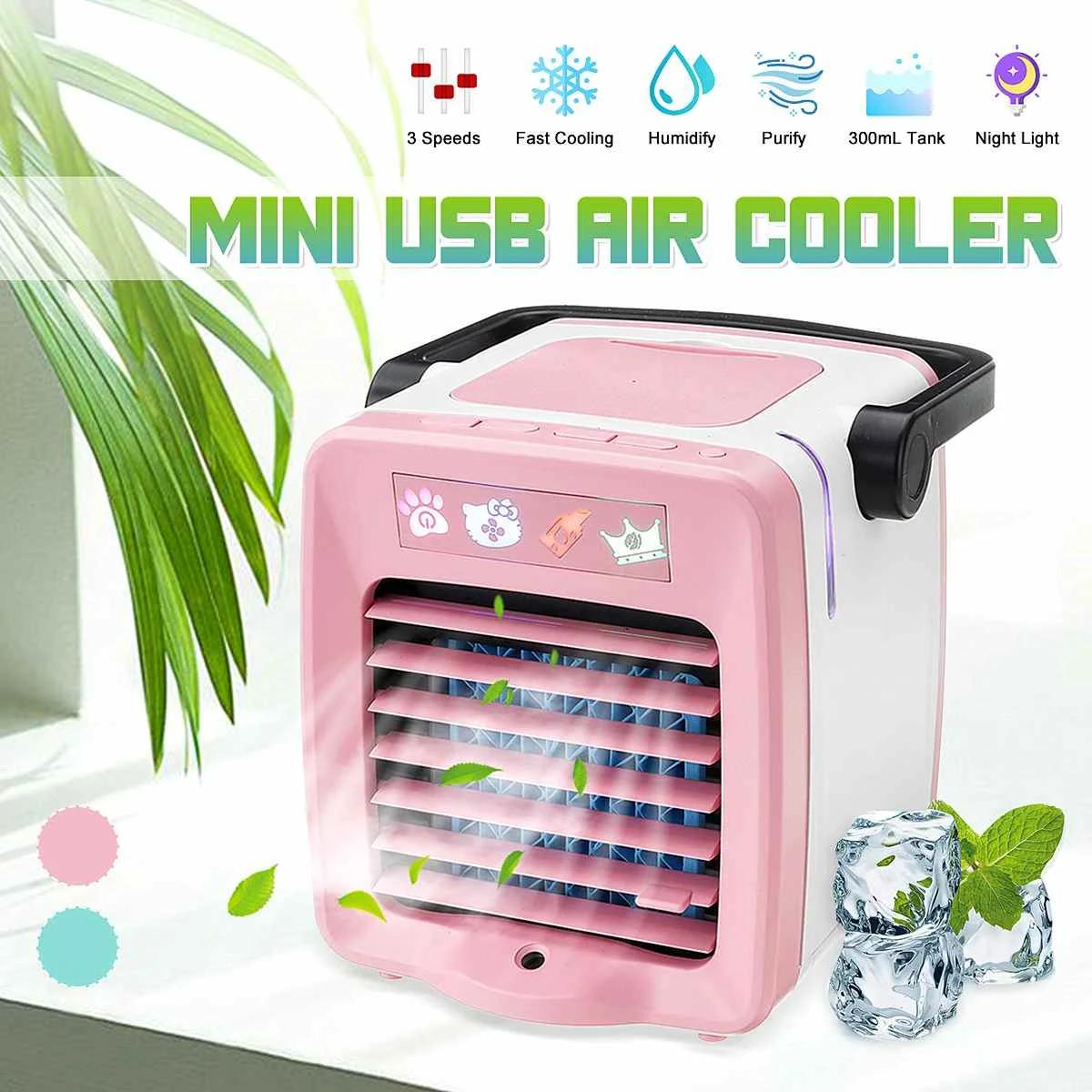 

Mini Air Cooler Air Water Cooling Fan Touch Switch LED Night Light Air Humidifier Purifier USB Fan Home Dormitorio Portable Fan