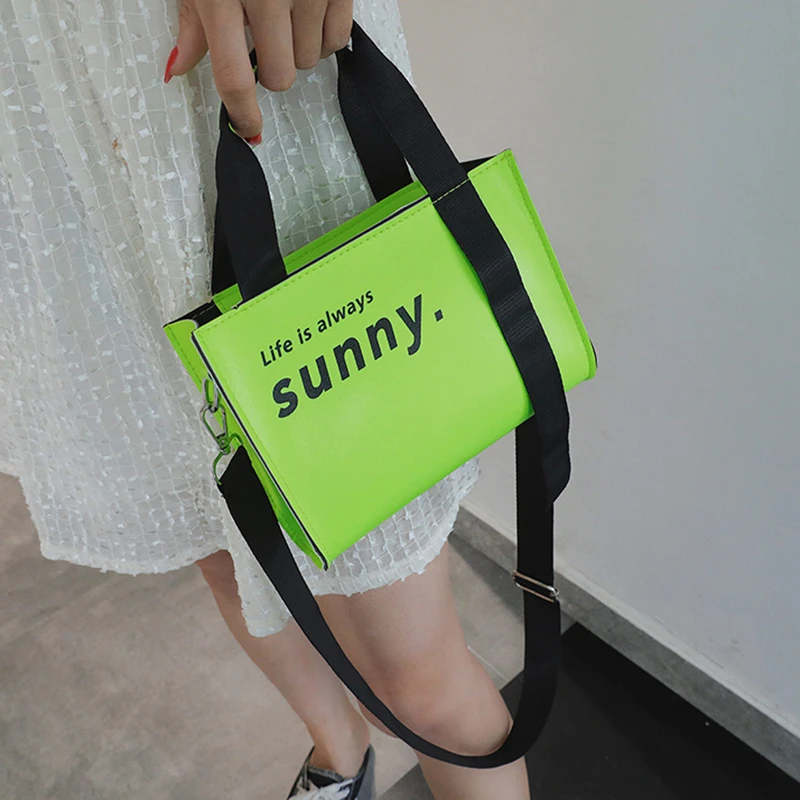 

2020 New Woman Fashion Color Fluorescence Bag Handbag Pouch Shoulder Crossbody Bag Casual Neon Green Handbag Sac Main Femme