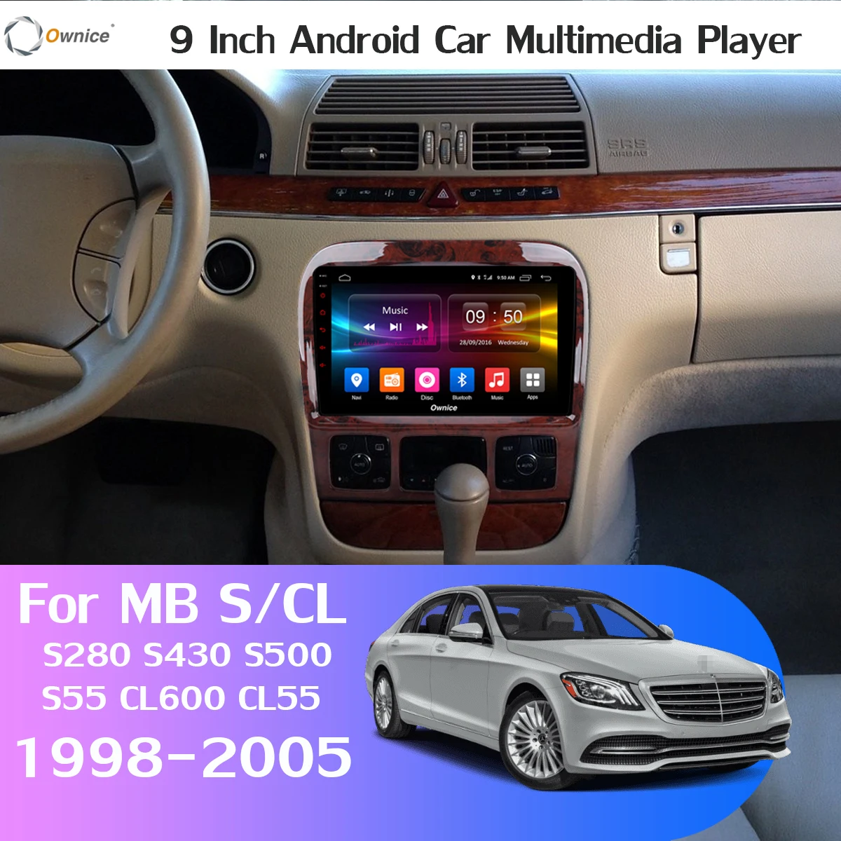 Discount 360°4×Camera 4G WiFi Android 9.0 4G+64G GPS Radio CarPlay SPDIF DSP Car Multimedia Player For Mercedes Benz S CL Class W220 W215 1