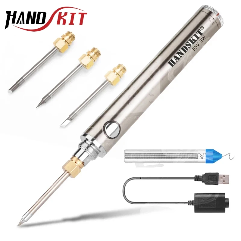 5V Welding Pen Set Anti-Oxidation Portable Rechargeable Soldering Pen Red Mini USB Soldering Iron Kit 