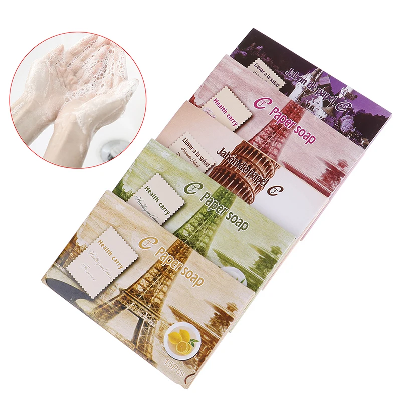 25pcs Disposable Boxe Soap Outdoor Travel Soap Paper Washing Hand Bath Clean Scented Slice Sheets Portable Mini Paper Soap