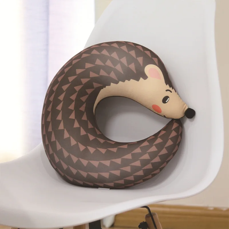 

Hedgehog Animal Cute U Pillow Nanoparticles Neck Support Headrest Health Office Airplane Foam Particles Pillow for Travel Home