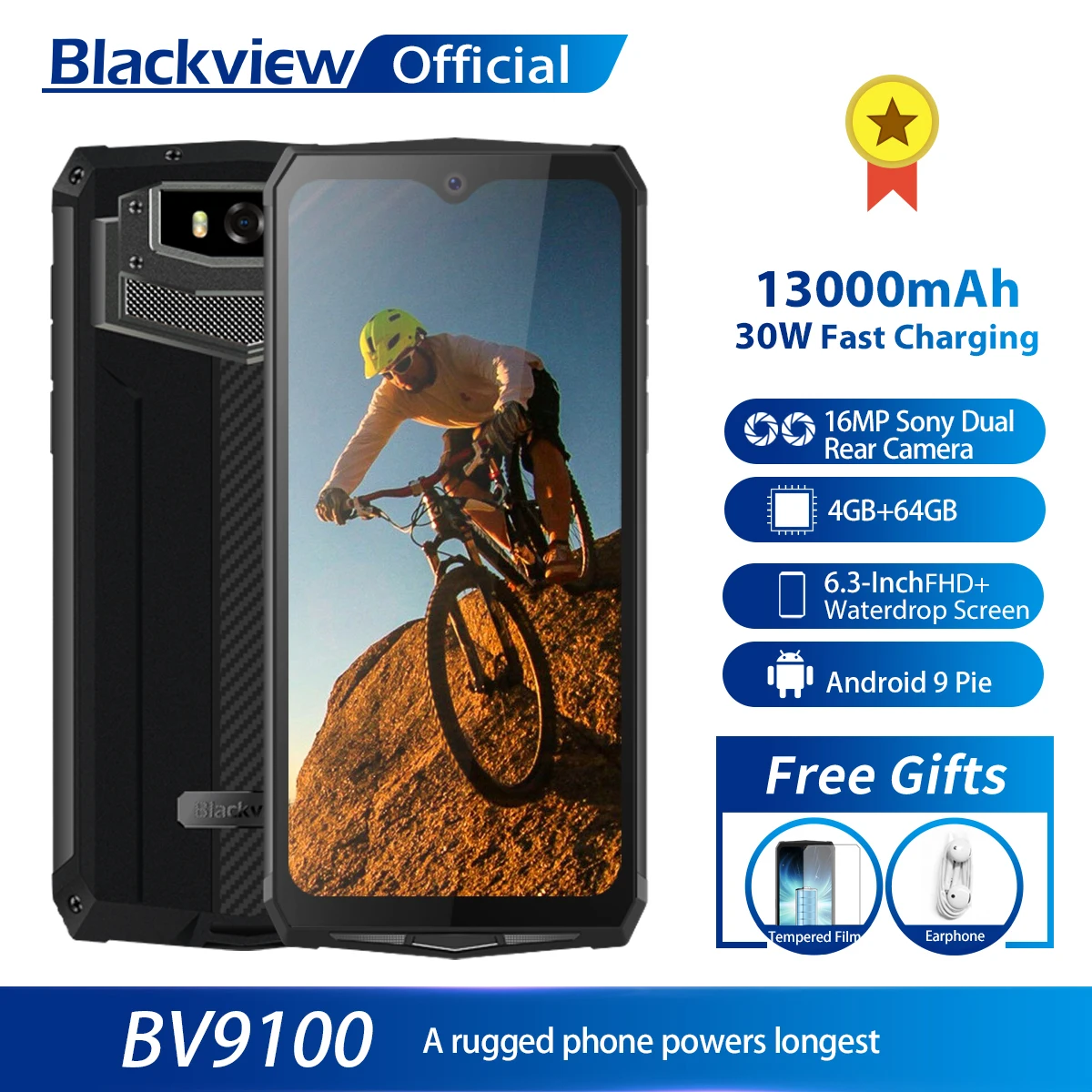 Blackview BV9100 13000 мАч водонепроницаемый прочный смартфон Helio P35 4 Гб+ 64 ГБ Android 9,0 мобильный телефон 30 Вт Быстрая зарядка