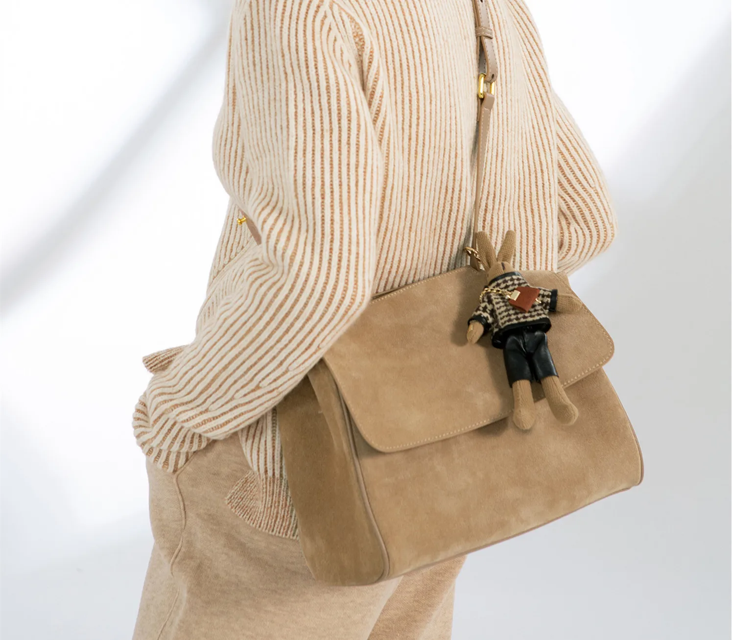 

women's Genuine leather Suede single shoulder bags cross-body Cowhide handbags high-volume tot Messenger Bag