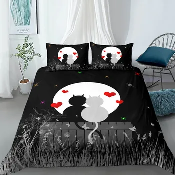 

Fanaijia Bedding Sets Twin Size Luxury Kids Duvet Cover and Pillowcase Cat Bed Set Animal Duvet Set queen comforter sets