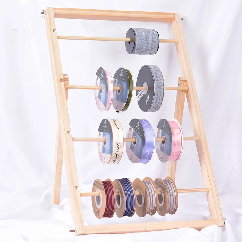 

Деревянная полка для цветочного магазина, рулоны лент для домашнего использования, инструмент для рукоделия, товары для цветов
