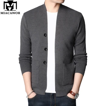 

MIACAWOR Brand Cardigan Men Autumn Casual Sweater Male Cardigans Coat Slim Fit Jumpers Knitred Sweaters Men Clothing Y210
