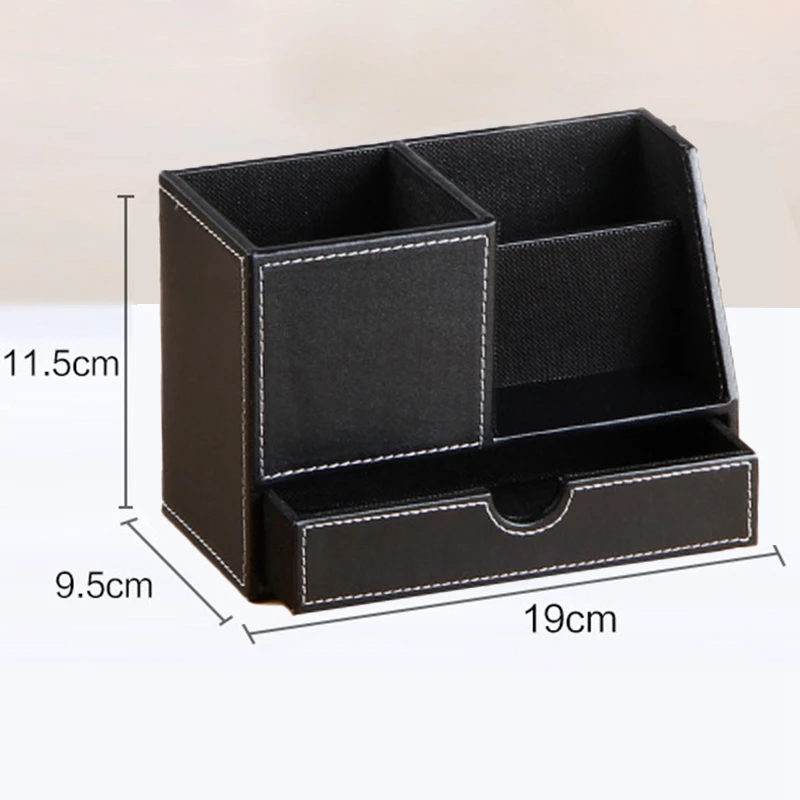  1Pcs PU Leather Multi-Function Desk Stationery Organizer Storage Box Pen/PencilCell PhoneBusiness N