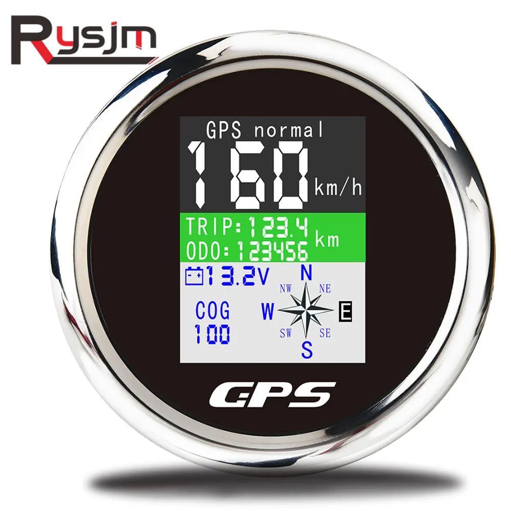 85mm Waterproof TFT Screen Digital GPS Speedometer Odometer Trip COG ODO Voltmeter 9-32V with GPS Antenna Sensor Boat Auto Gauge