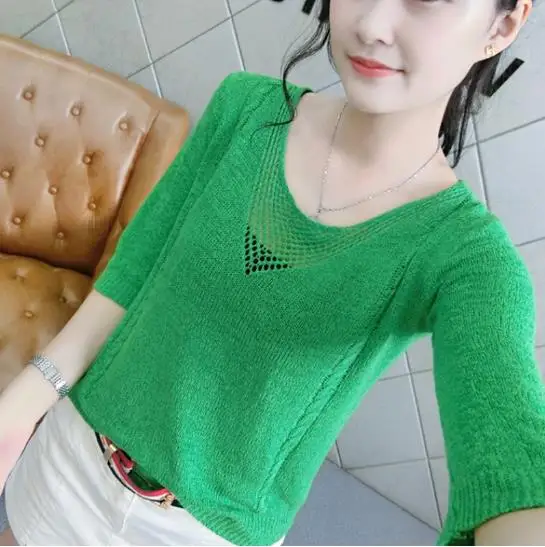women sweaters cashmere sweater women Loose bright knitted pullover women sweater Half sleeve Spring summer tops pull femme