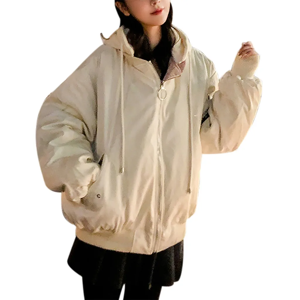 Womail женские пальто Женские однотонные повседневные толстые зимние теплые куртки короткое пальто женские m-xl - Цвет: WH