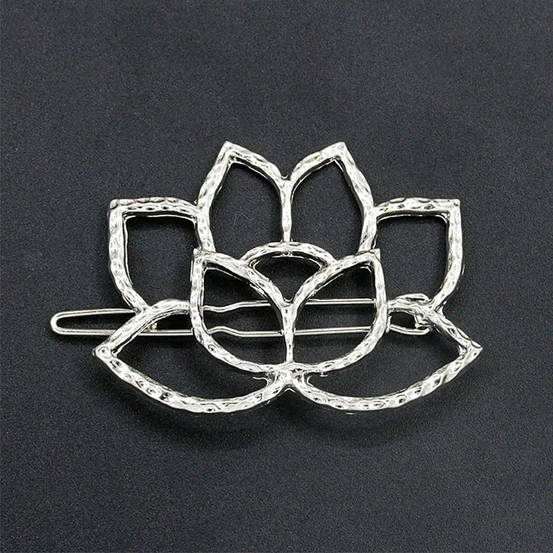Lotus Antique Silver Женская мода для девочек в Корейском стиле заколки невидимки для волос экологический сплав Сердце Луна животное кролик заколки для волос - Цвет: Lotus Antique Silver