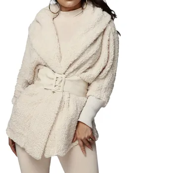 

Fashion Women Cardigan Sweater Plush Hooded Coat + Shorts Set Sleepwear 2PCS