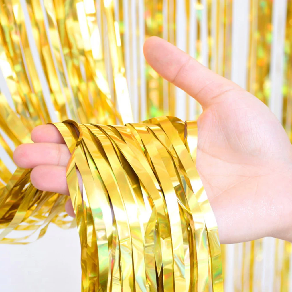 

1x2m Metal Foil Fringe Curtain Fringe Backdrop Photography Props Birthday Wedding Party Decorations Supplies