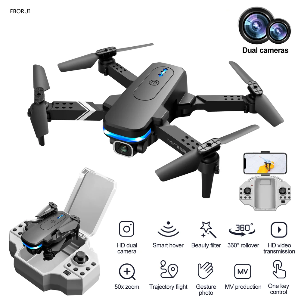 EBORUI KY910 미니 RC 드론 WiFi FPV 4K HD 카메라 선물 휴..