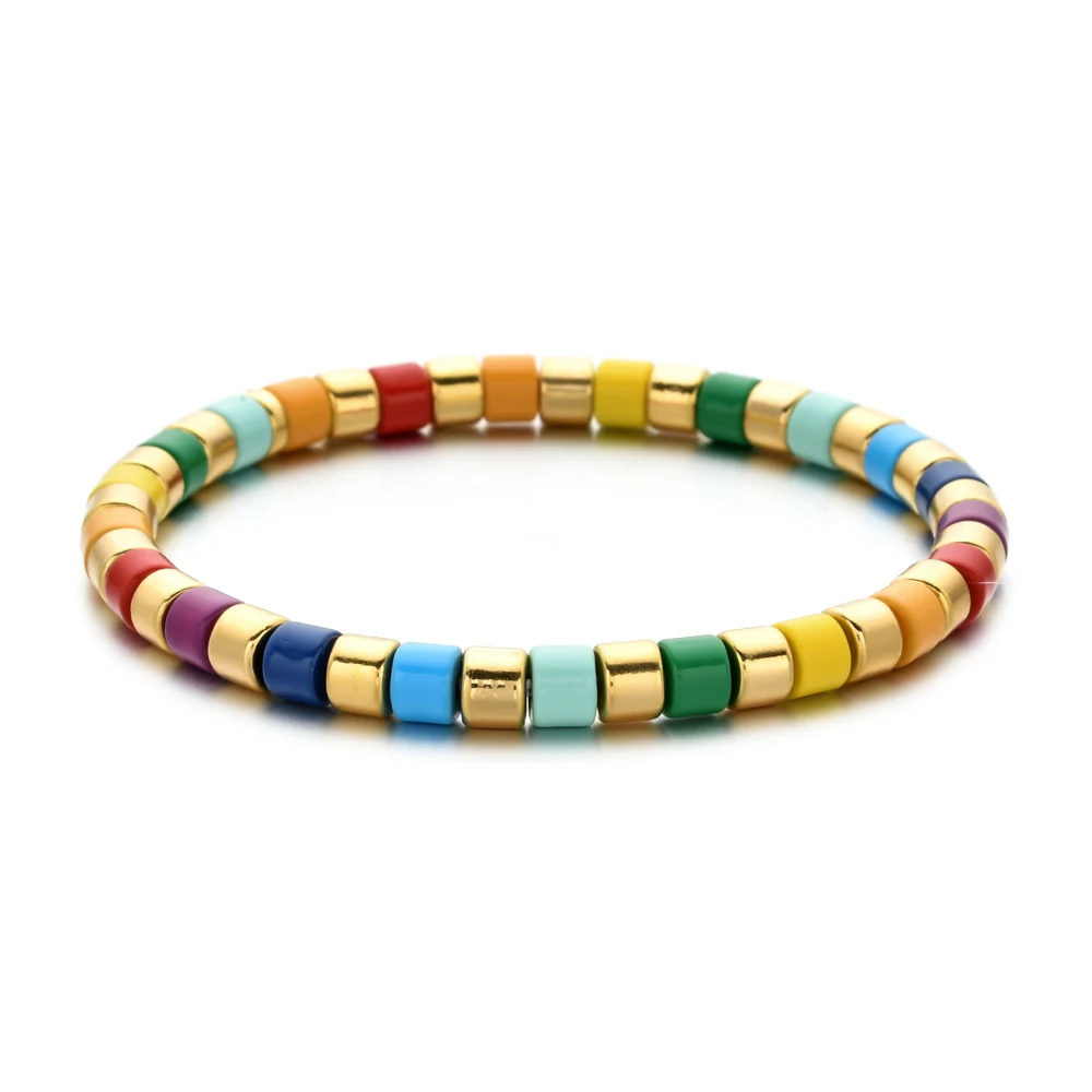 Boho Bohemian Handmade Charm Summer Gold color Bracelet Tile Beads Friendship Bracelet Women Gifts Unisex Fashion Jewelry bracelet jewelry