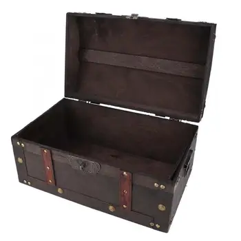 

Portable Vintage Jewelry Storage Box Makeup Cosmetics Jewelry Container Wooden Cosmetics Tool Storage Holder with Lock Wholesale