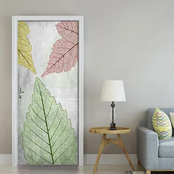 

Art Sticker 3D Print Picture Self Adhesive Abstract Leaves Decal Home Decor PVC Waterproof Paper For Living Room Door Renovation