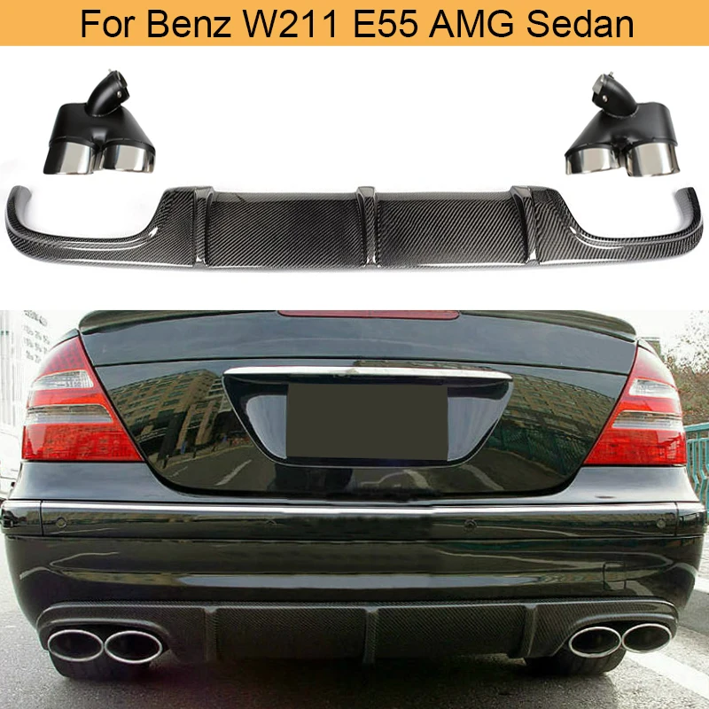 Губа диффузора заднего бампера из углеродного волокна для Mercedes Benz W211 E55 AMG Sedan 4 Door