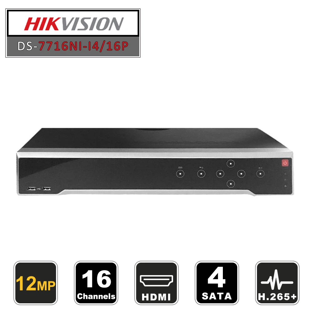 HIKvision английский H265 4K NVR 16CH DS-7716NI-I4/16 P Профессиональный POE для системы видеонаблюдения HDMI штепсельный разъем VGA& Play NVR