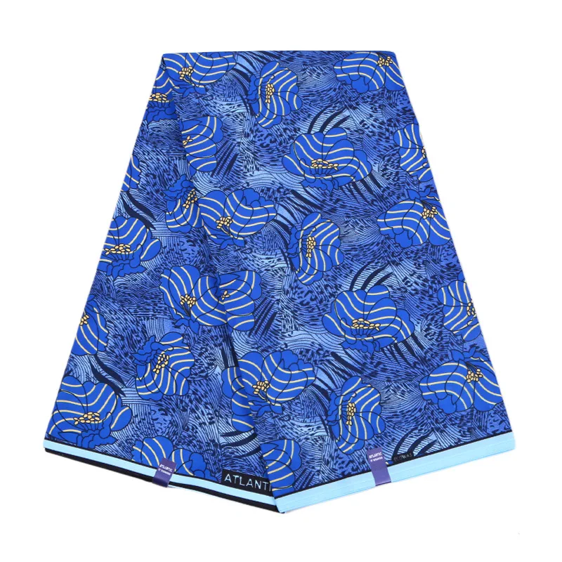 Голландский воск с голубыми цветами ткань Африканский Воск 6 ярдов \ Набор