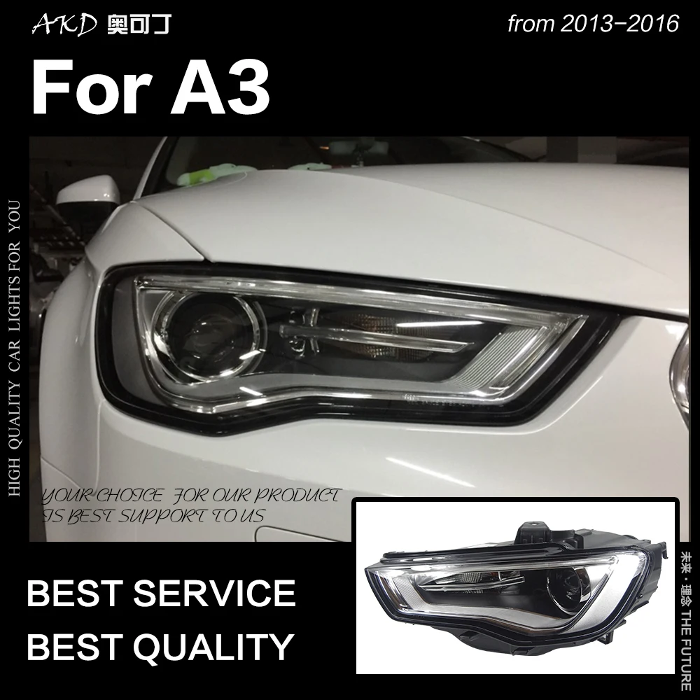 AKD автостайлинг для A3 фар 2013 2016 обновленный S3 все светодиодный ные фары DRL Hid