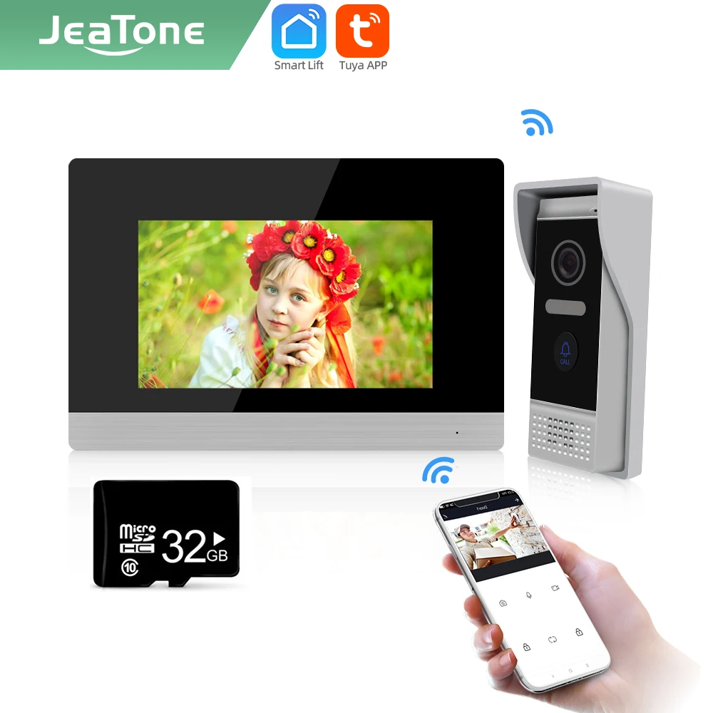 

Jeatone Tuya smart 7 inch IP WIFI indoor Monitor intercom for home record snapshot/video Only monitor AHD/720P 32G 87711