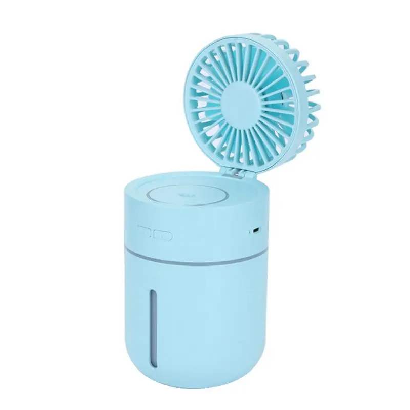 

2000mA Battery Fan with Air Humidifier 400ML USB Aroma Essential Oil Diffuser 7 Color Night Light Portable Table Fans