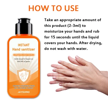 

100ml Orange Disposable Hand Sanitizer Refreshing Gel Anti-Bacteria Washless Hand sanitization Gel No Clean Waterless Hand Gel