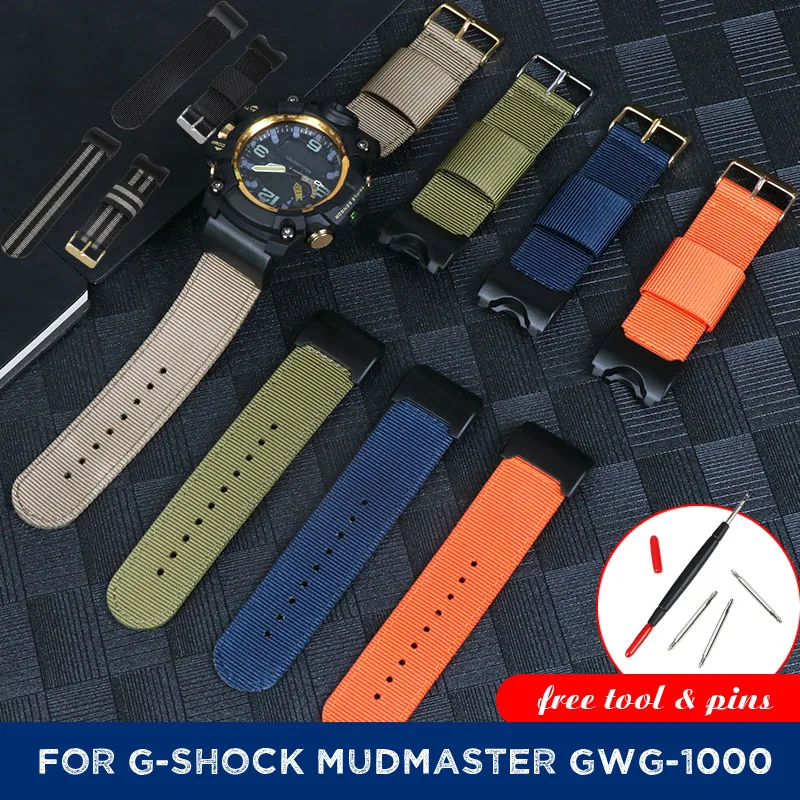 Nylon Sostituire Il Cinturino Da Polso Per Casio G-Shock Mudmaster Gwg-1000 Band Army Green Canvas Watch Belt Gshock Gwg1000-1A Cinturini
