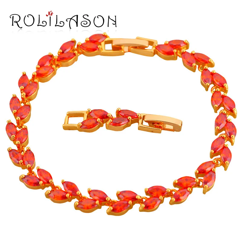 Роскошный золотой тон гранат регулируемые браслеты AAA Циркон Красный Кристалл здоровья никеля свинца модные ювелирные изделия TB237