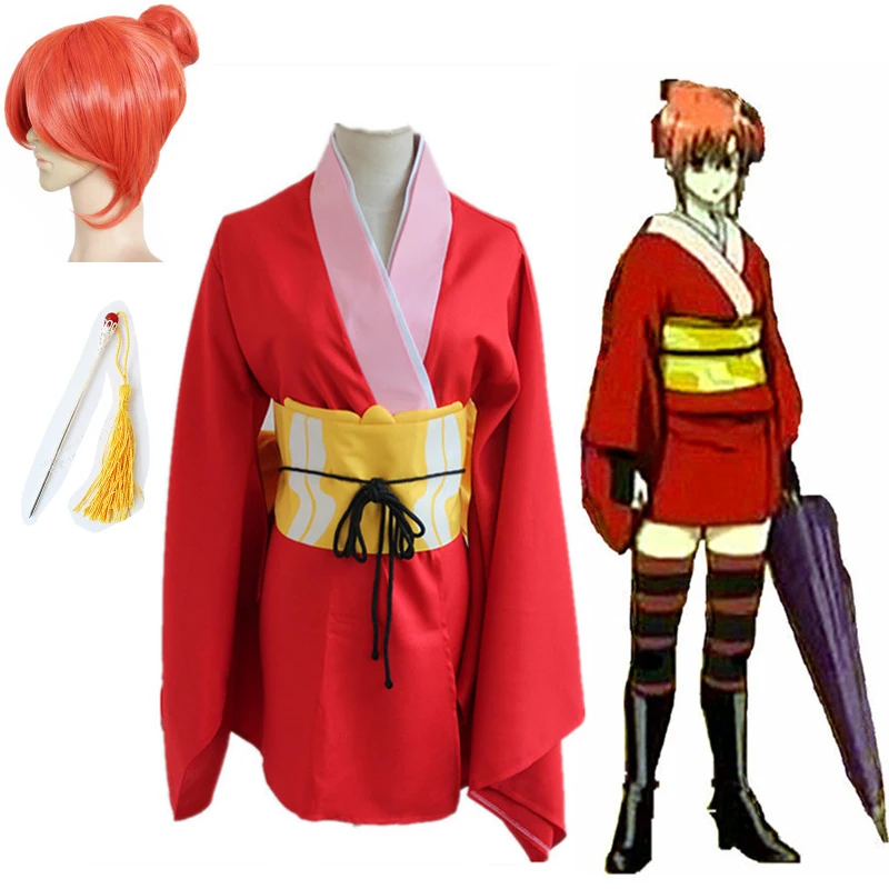 Аниме Gintama Косплей костюмы Кагура Костюм Кимоно Хэллоуин вечевечерние игра