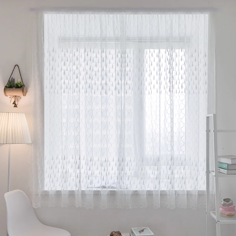 Punchfree Semi Sheer Curtains Velcro Selfadhesive Voile Embroidery