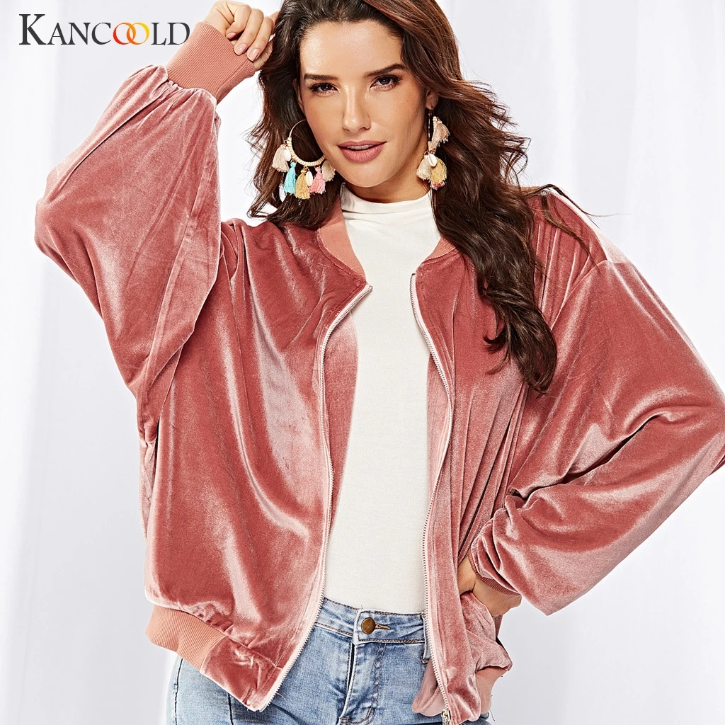 KANCOOLD пальто, Ретро стиль, для отдыха, модная, однотонная, на молнии, с длинным рукавом, спортивная одежда, с отворотом, кардиган, костюм, пальто и куртки для женщин 2019Sep3
