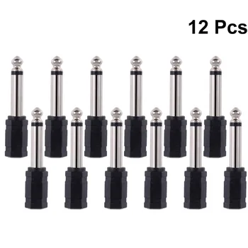 

12pcs 6.35mm Mono Plug to 3.5mm Mono Jack Adapter Audio Connector 6.35 Plug to 3.5 Jack Connector Converter
