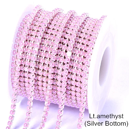 Lt.amethyst-S 1 ярд SS8 жемчуг стразы цепь красочные круглые ABS жемчужное колье Золотая основа чашка Красота аксессуары для Сделай Сам одежда B1271 - Цвет: Lt.amethyst-S