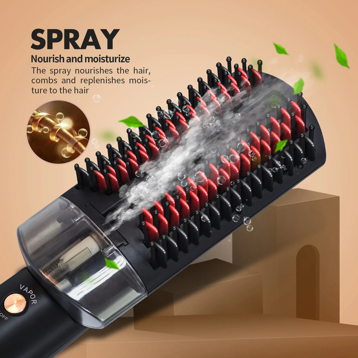 Newest steam Hotair Brush Coolair Comb Hair Dryer Blow Hair Curling