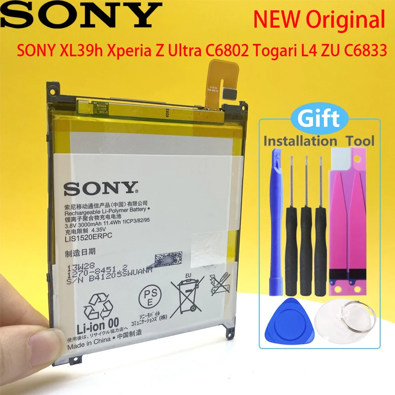 Аккумулятор высокого качества SONY XL39h Xperia Z Ultra C6802 Togari L4 ZU C6833 100% оригинальный LIS1520ERPC