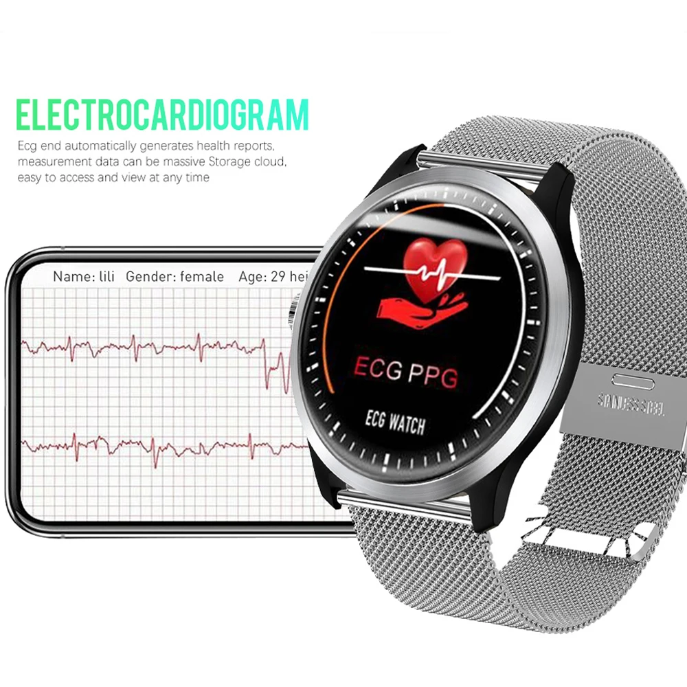 LEMFO N58 ЭКГ PPG Смарт часы для мужчин женщин электрокардиограф Дисплей Монитор артериального давления сердечного ритма smartwatch