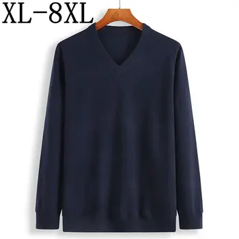 

2019 New Winter Cashmere Sweater Men Loose Male Pullovers V-Neck Men's Knittwear Men's Christmas Sweaters Plus Size 6XL 7XL 8XL