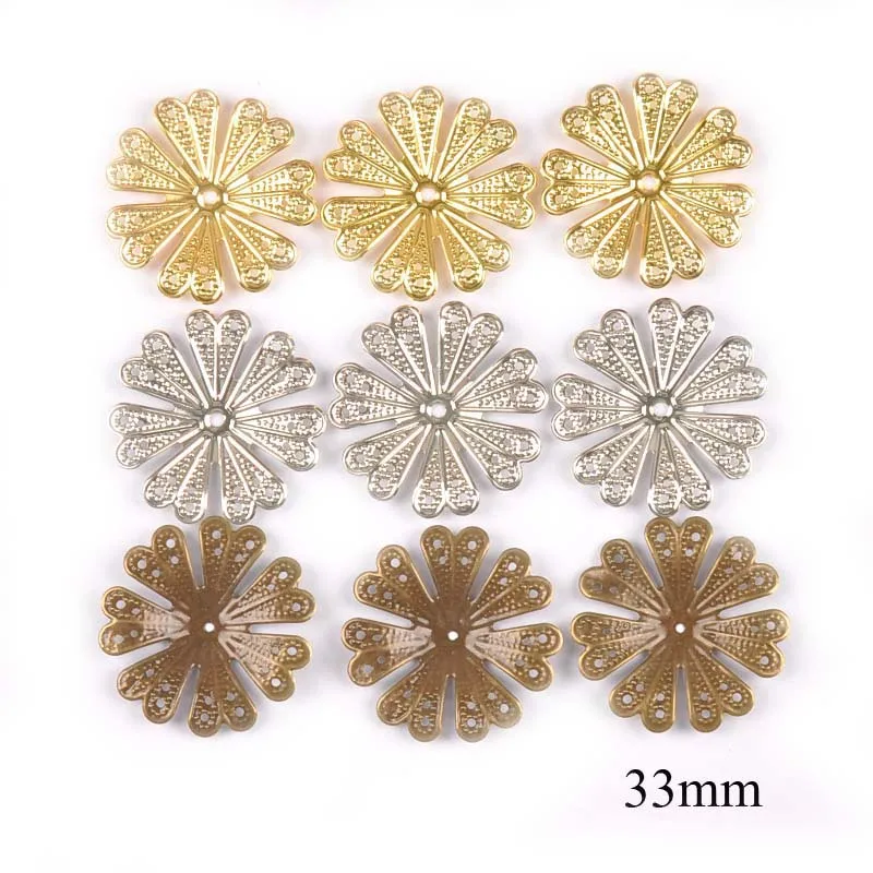 Gold/silver/Bronze 10 Style Flowers Wraps Filigree Connectors For Scrapbooking Embellishments Metal Crafts Decor 20pcs YK0762