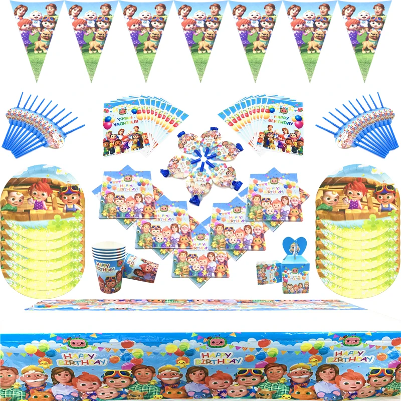 

Cocomelon Theme Boys Party Tableware Paper Cup Plate Napkin Tablecloth Straws Shower Kids Birthday Party Decoration Supplies